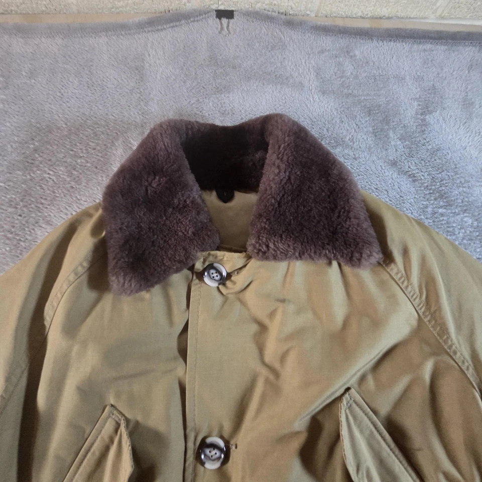 Vintage LL Bean Jacket Mens Small Tan Goose Down Parka Faux Fur Collar 70s - Image 4 of 4
