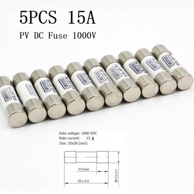 5 Pcs PV DC Fuse 15A Consumer Unit Fuse 1000V 15 Amp Fuse 15A Accessories