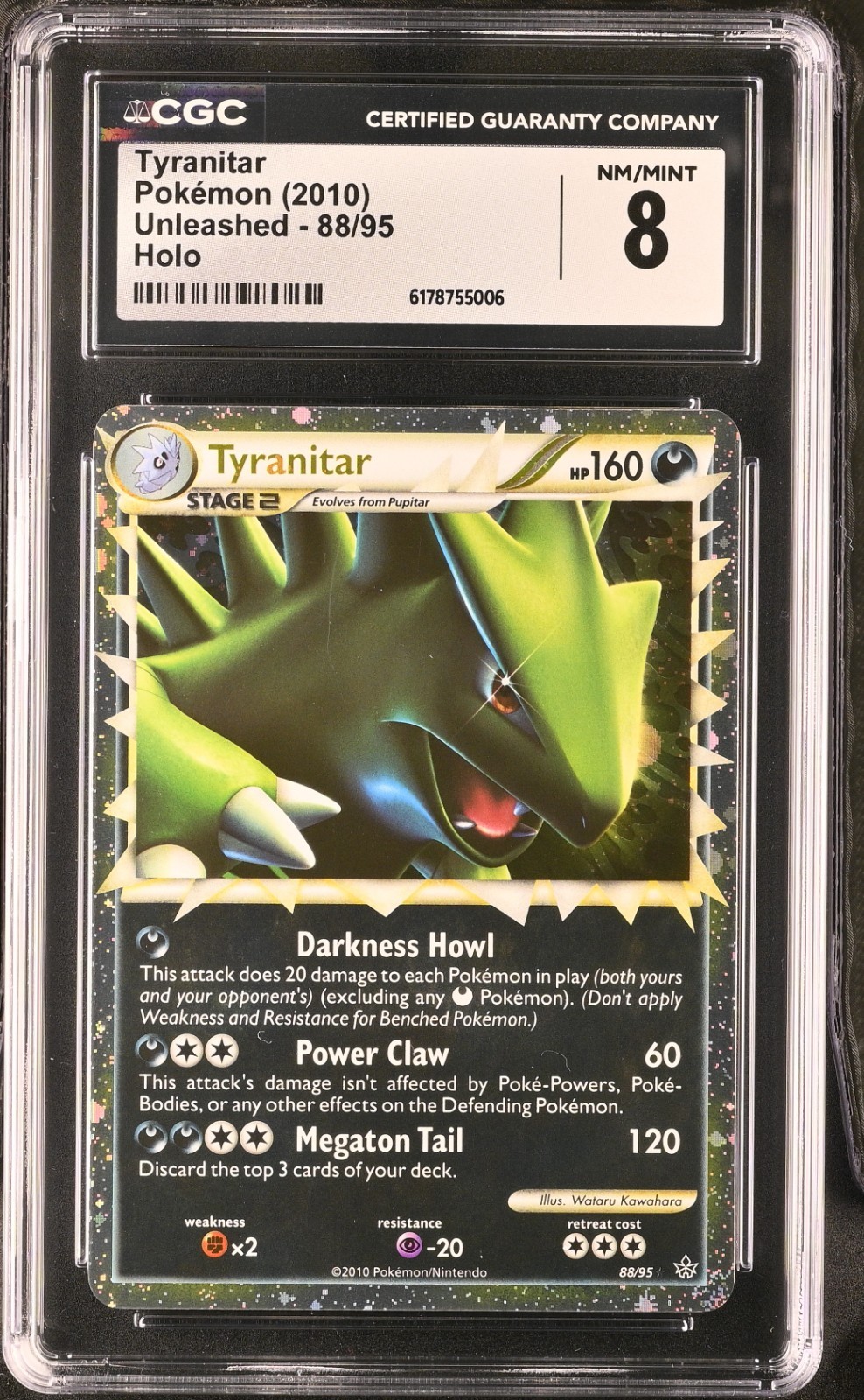 2010 Pokemon CGC 8 Tyranitar Prime 88/95 HGSS Unleashed Ultra Rare Holo