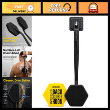 Silicone Back Scrubber for Shower with Hook - Exfoliating Bath Tool, Charcoal
