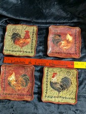 Certified International Red Rooster Decor set of 4 Pamela Gladding Square Canape