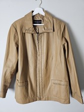 Centigrade Genuine Leather Jacket Tan Braided Woven Lacing  Est Size XL