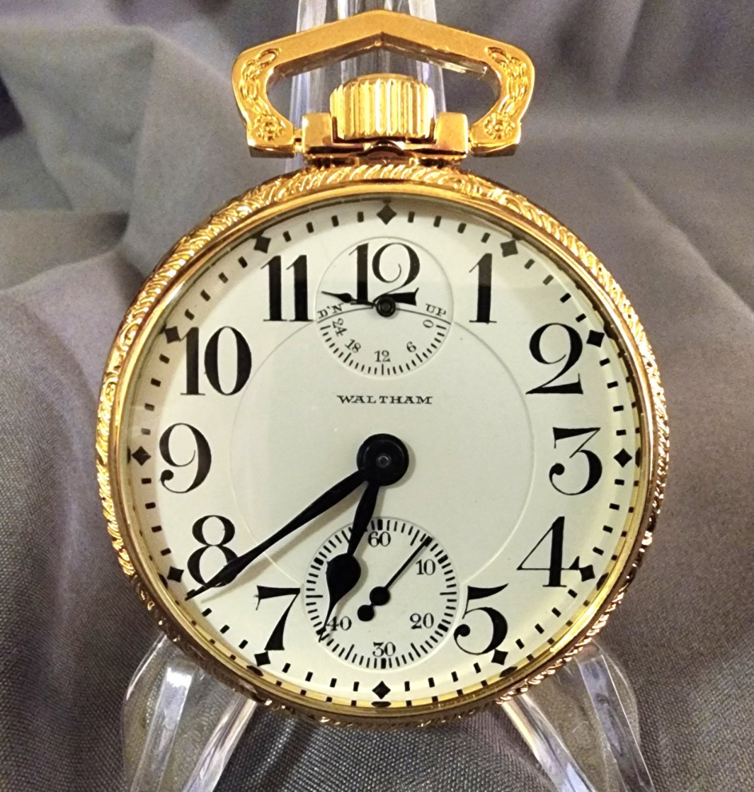 Waltham Crescent up/down1908, 16S,21J,Lever,CUSTOM 14kGF CASE,RAILROAD,GORGEOUS!