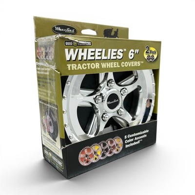 Wheelies 6'' Lawn Tractor Wheel Covers Chrome 2 Pack Fits Most Riding Lawnmowers
