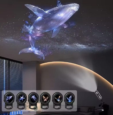 6-in-1 Star Projector Night Light USB Ceiling Ocean Whale Kids Lamp Gift
