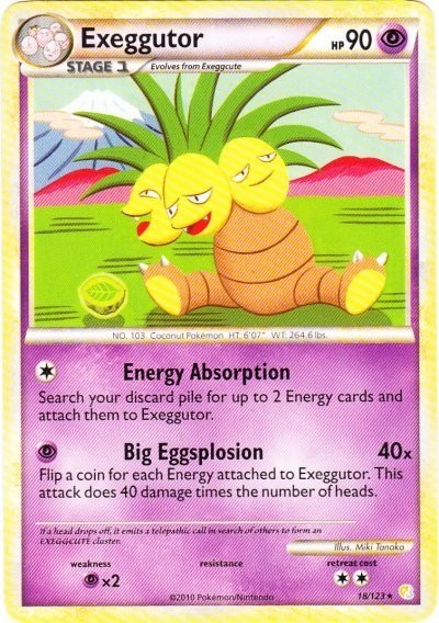Exeggutor - 18/123 - Rare LP, English Pokemon HeartGold SoulSilver