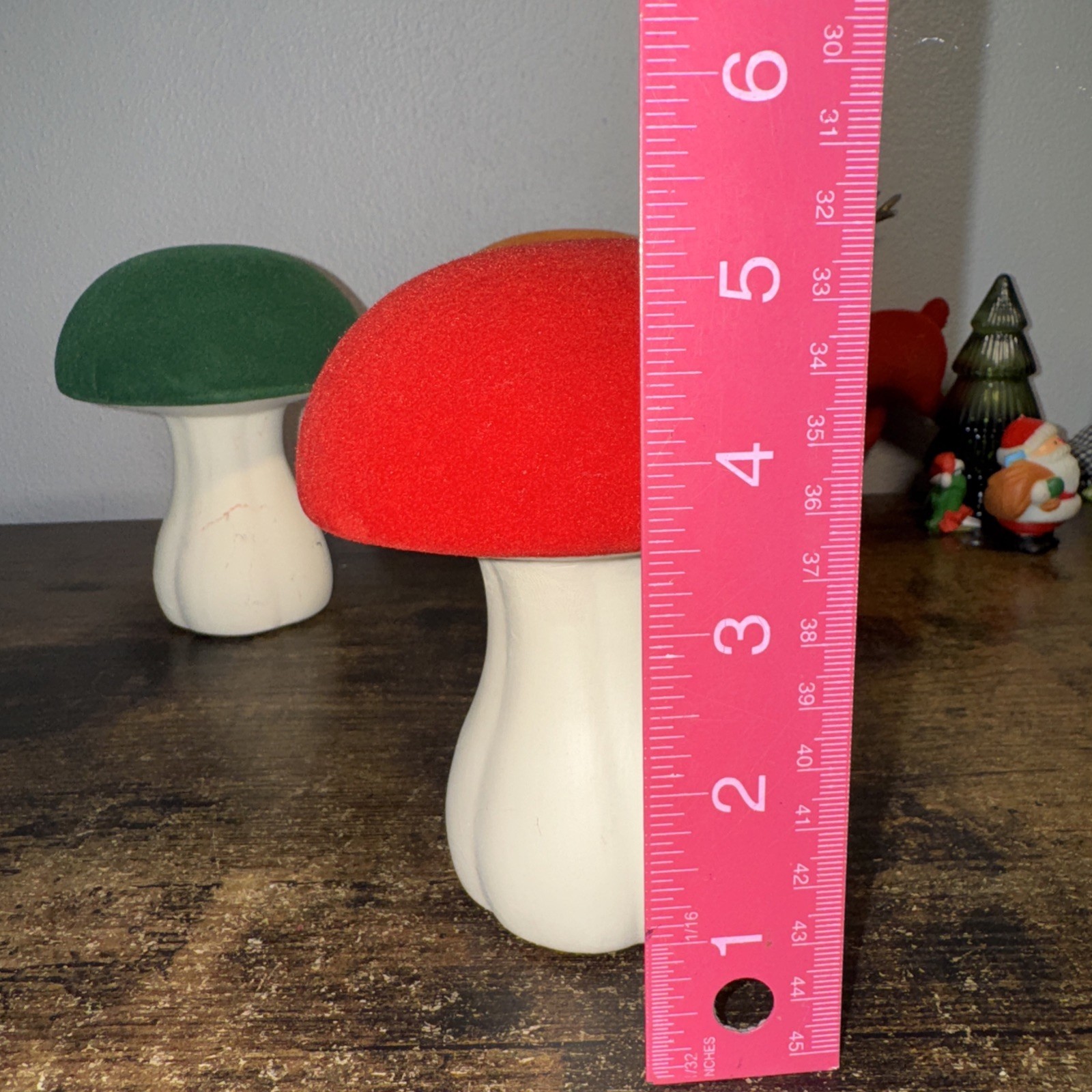 Ceramic Mushroom/Velvet Top/Set Of 3