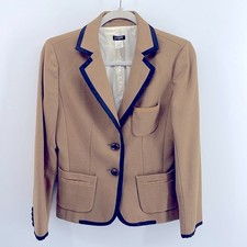 J. Crew Factory wool blend two button navy trim academia blazer sz 4
