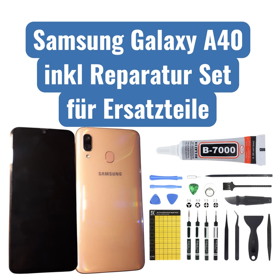 Samsung Galaxy A40 Coral (Defekt / Ersatzteilspender) inkl Reparatur Set + B7000 - Bild 1 von 1
