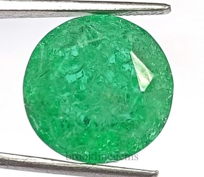 EGL Certified 12.15 Carat Natural Green Emerald Round Shape Loose Gemstone 5DSZ
