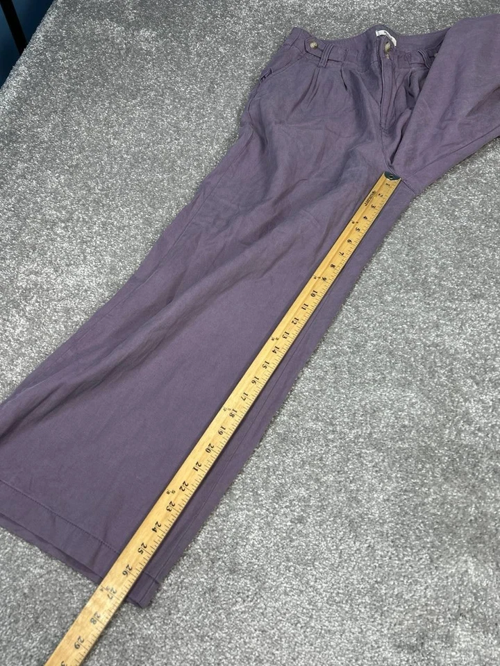 Pantalones de pierna ancha Madewell The Harlow para mujer 4 Petite púrpura plisado tiro alto Foto 3 de 4