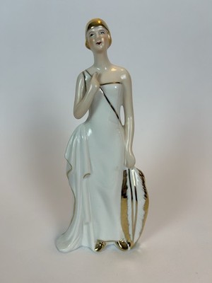 Vintage KPM Porcelain Lady Figurine Gold Trim