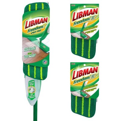 Freedom Spray Mop W/ 3 Reusable Microfiber Pads & 24 Oz. Reservoir Green White