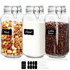 78oz Glass Storage Jars with Airtight Lids Set of 3, Pantry Storage Container...