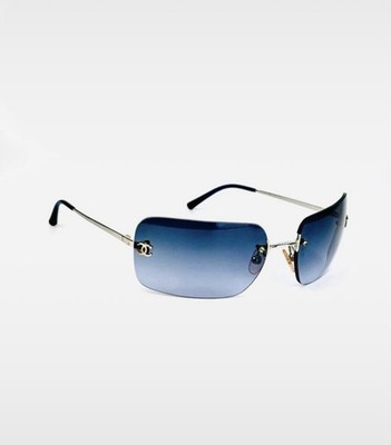 Vintage Chanel Rimless Sunglasses 4017 c 124/79 Blue Gradient Y2K