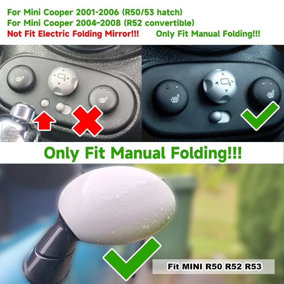 1 paio calotte specchietti retrovisori manuali Union Jack per MINI Cooper R50 R52 R53 2000-2008 - Immagine 3 di 4