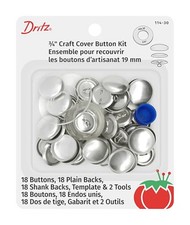 114-30 Craft Cover Button Kit with Tools, Size 30 - 3/4-Inch, 18-Sets