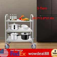 3 Tier Rolling Kitchen Island Trolley Cart Storage Serving Shelf Dining w/ Wheel