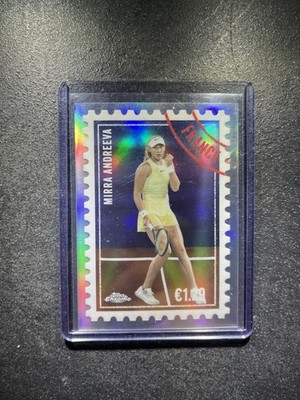 2025 Topps Chrome Tennis Mirra Andreeva SSP International Postage Stamp Case Hit