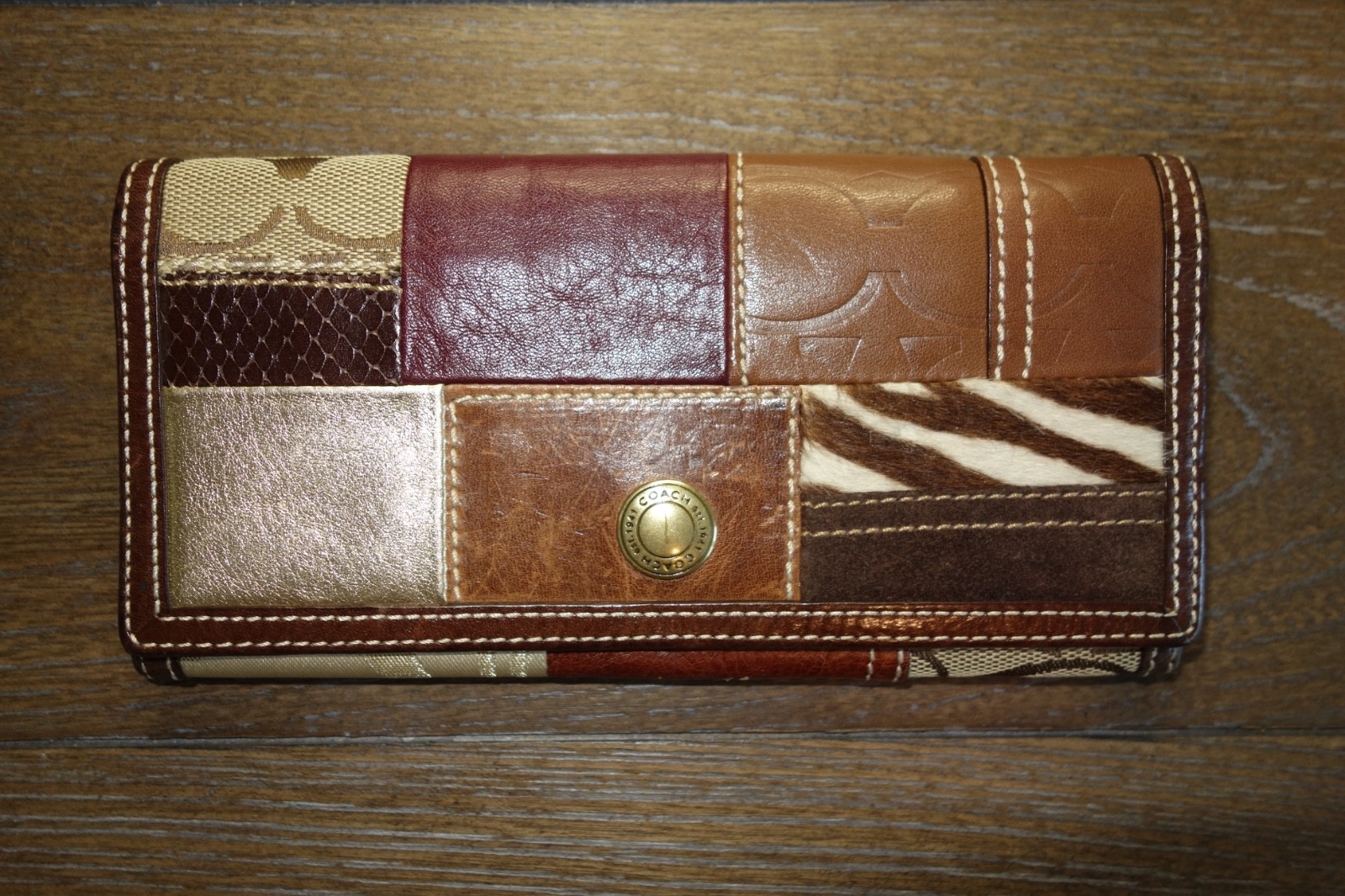 Coach Patchwork Brown Leather Large Wallet thumbnail 2