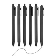 6 Pack Retractable Pens 0.5mm, Black Gel Ink for Office, Black