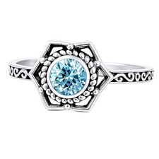 Natural Sky Blue Topaz 925 Sterling Silver Ring s.7 Jewelry R-1744