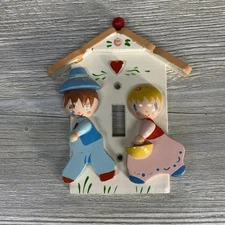 Vintage IRMI Hand Painted Jack & Jill 3D Light Switch Cover Nursery Plastics
