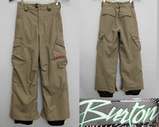 Burton Dryride Cargo Snow Pants Boy's Small Tan w/ Red Accents Z4937