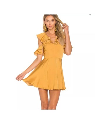 Lovers + Friends | Deep Gold Trophy Mini Dress Sz Large
