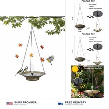 Hanging Solar Bird Bath for Outdoors, Metal Solar Powered Bird Bath Fountain,...