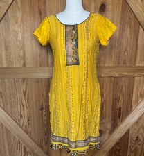 Vintage 60s Handmade Embroidered Linen Generational Kurta Tunic Dress
