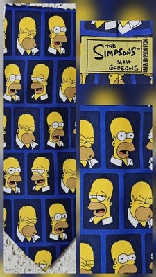 VTG The Simpsons Matt Groening Men NeckTie #04 Homer Simpson Cartoon Fox TV 2004