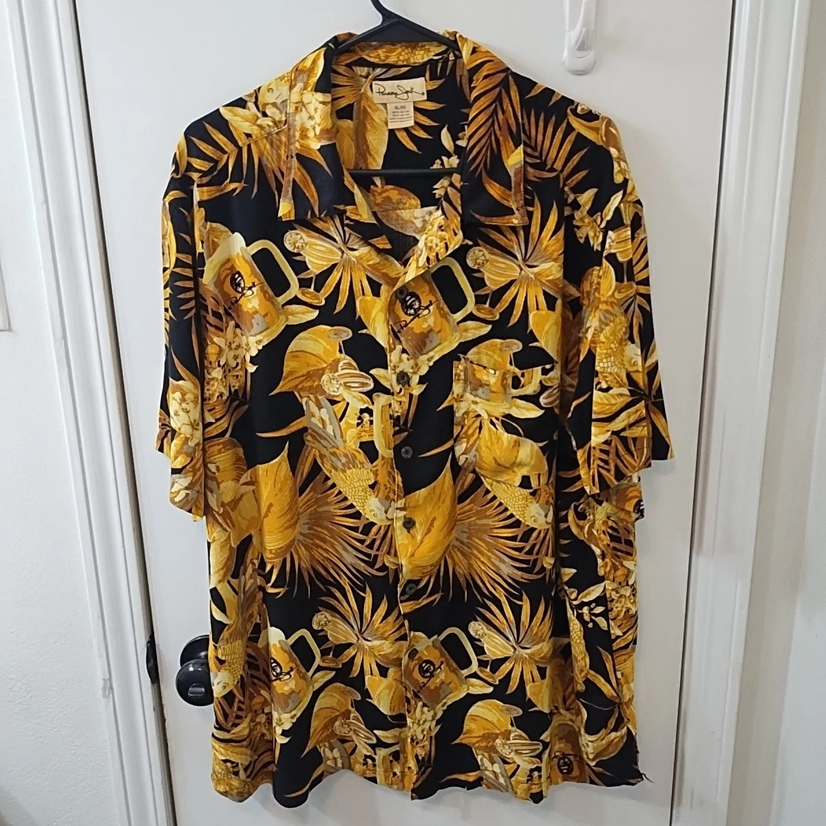 VintagePanama Jack Shirt Mens XL Beer Parrot Hawaiian Aloha Tropical Resort