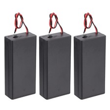 3Pcs 3.7V 2 Slots 18650 Battery Pack with Cover 2-Wire Leads Switch, Black