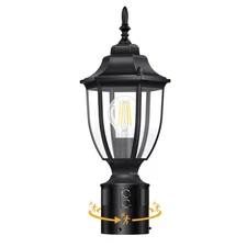 Lamomo Motion Sensor Outdoor Post Lights, Dusk to Dawn Lamp Post Light Fixture,