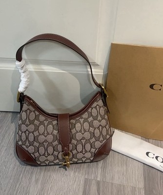 NWT COACH Hamptons Hobo Bag Signature Jacquard Oak Maple Handbag