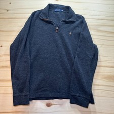 Polo Ralph Lauren Estate Rib Quarter Zip Pullover Gray Mens Size Large