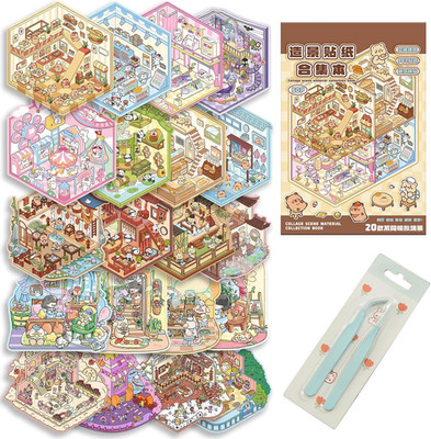20 Sets DIY 3D Sticker Scene for Kids Adults, Sticker Therapy Scenes Collection