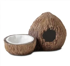 Exoterra Reptile Coconut Hide And Water Dish For Terrarium Tropical Resin
