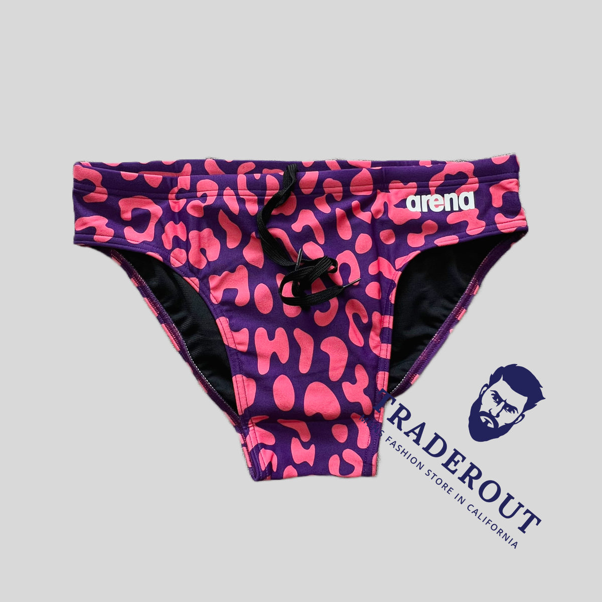 Arena men fushsia purple Leopard Swim Brief swimwear