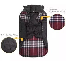 KUOSER, Sz Med, Reversible/Water Repellent Dog Vest in British Plaid/Solid. NEW.