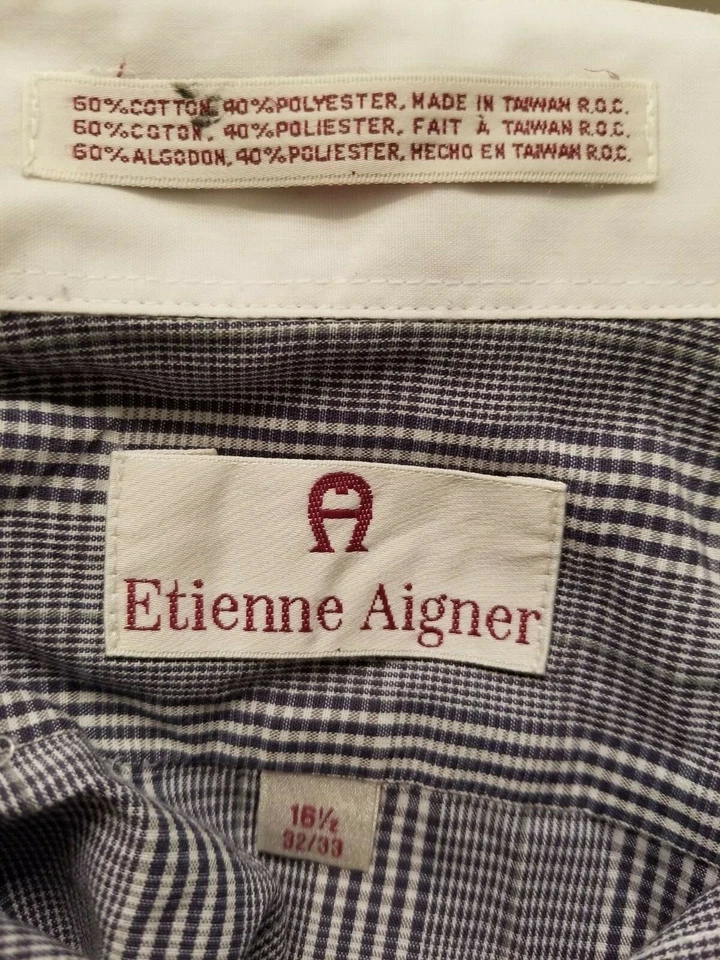 Camisa Etienne Aigner Hombre Talla 16.5 32/33 Azul Blanco Cuadros Foto 2 de 4