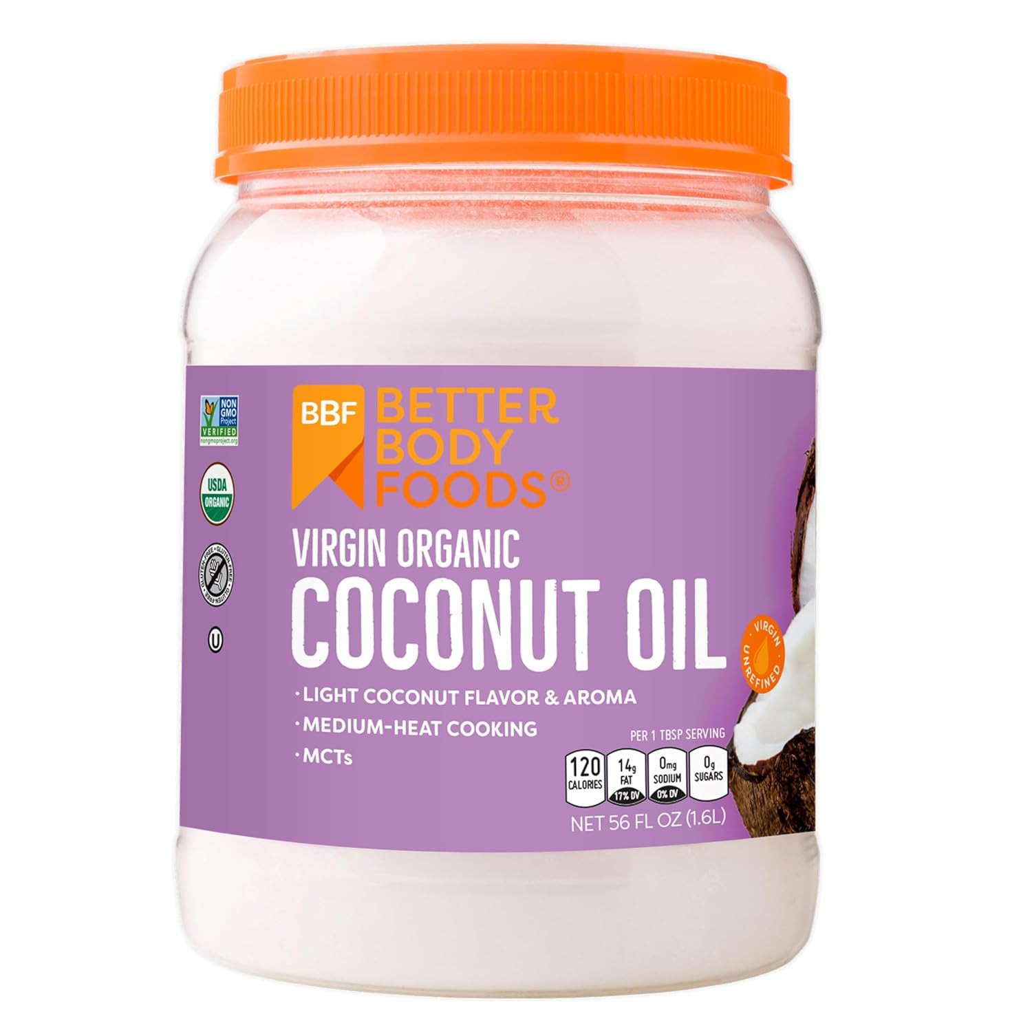 Органическое нерафинированное кокосовое масло Betterbody Foods - Увлажняющее средство для волос и кожи, для выпечки
