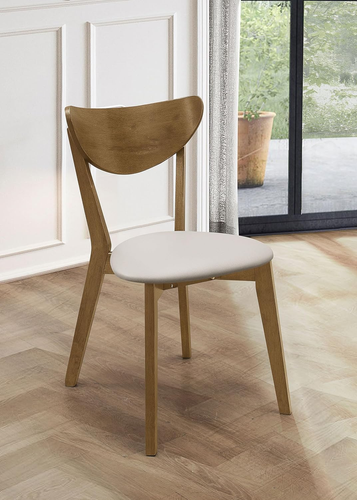 Kersey Mid Century Modern Set of 2 Wood Dining Side Chairs Curved Back Padded Ta - Picture 2 of 11