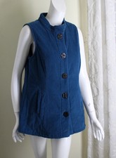 Habitat Sz S Teal Blue Quilted Beautiful Cotton Corduroy Long Vest Jacket