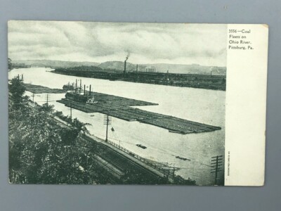 c 1905 COAL FLEETS Barge OHIO RIVER Pennsylvania PITTSBURGH Antique Postcard