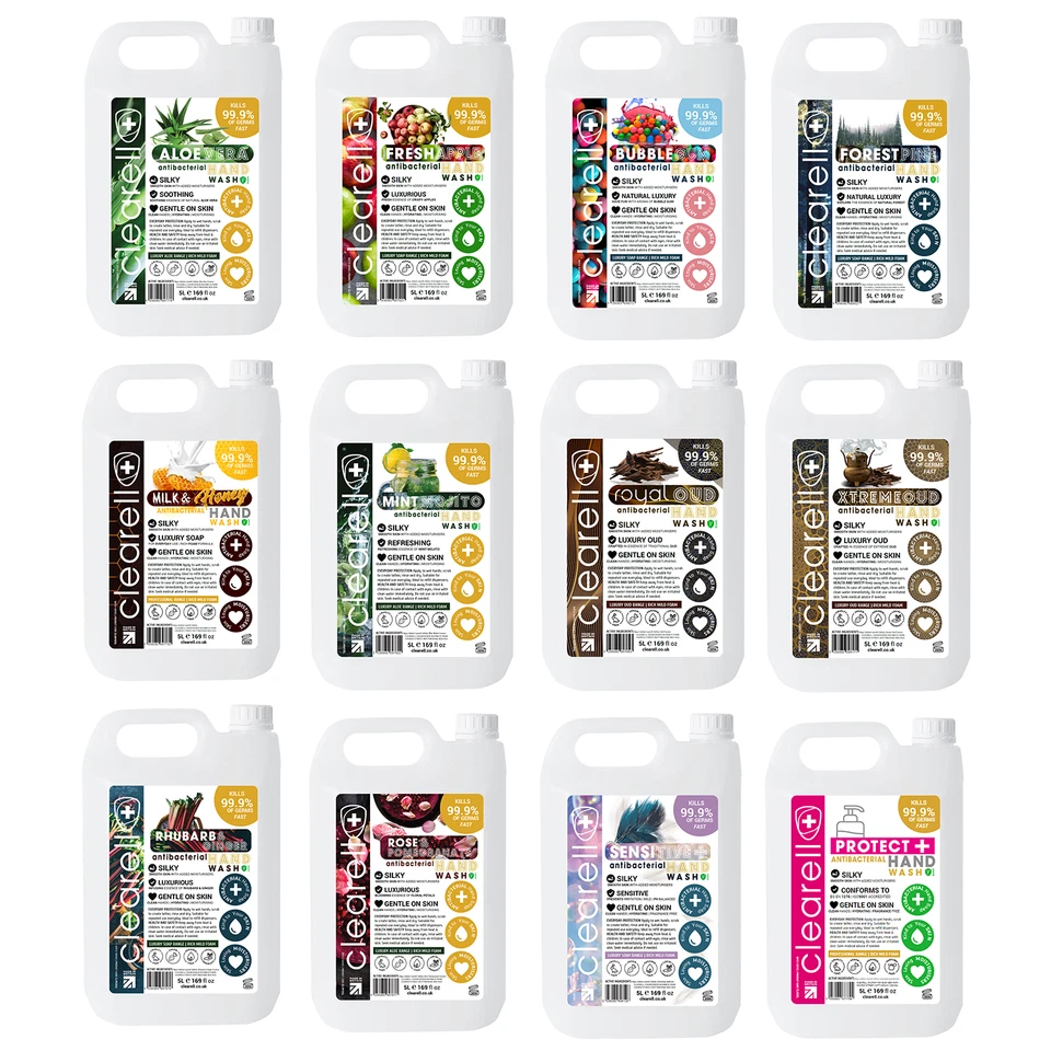 Clearell 20L | CHOOSE ANY 2 SCENT COMBO | 4 x 5L Pack | Hand Soap Liquid 5 Litre