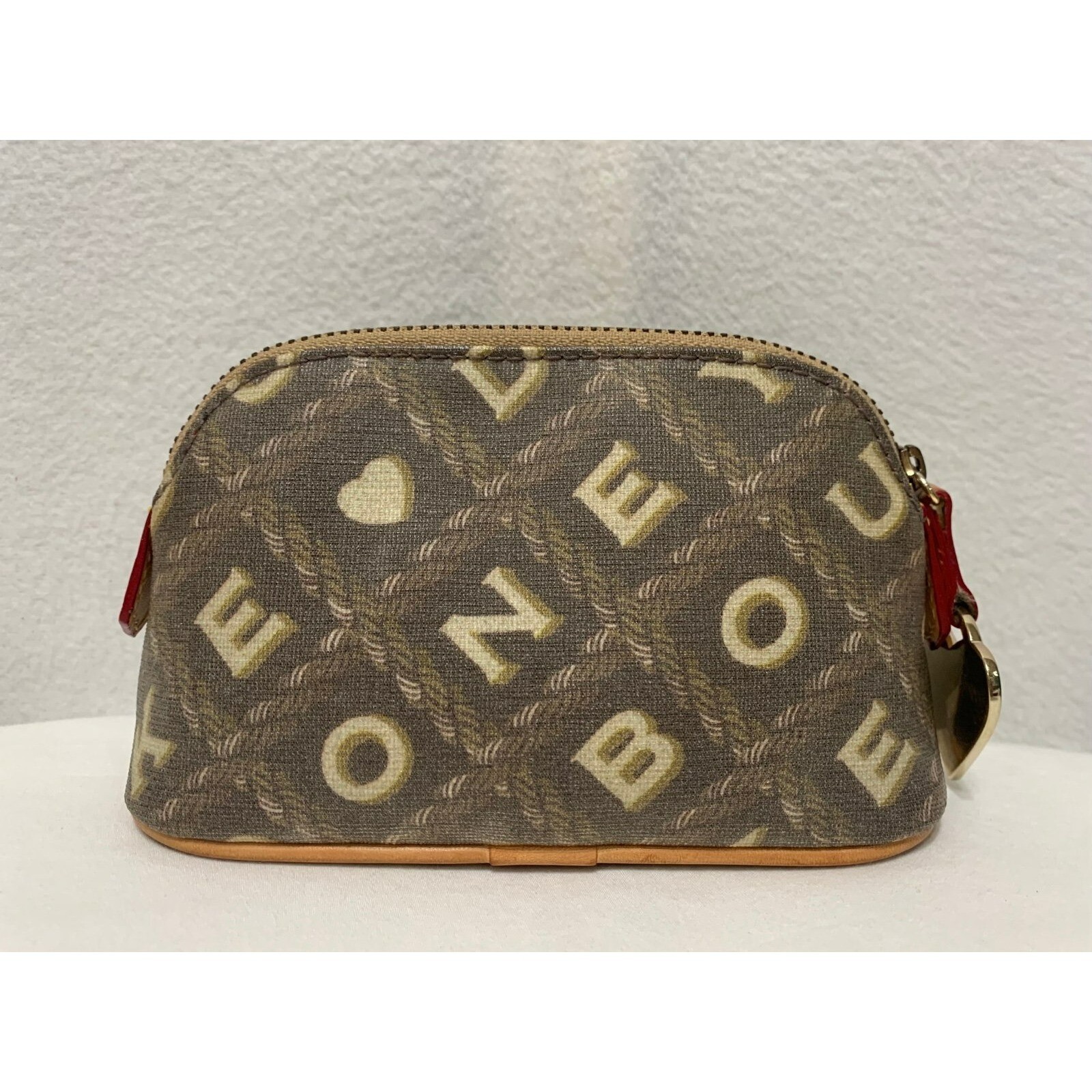 Vintage Dooney & Bourke Crosswords Collection Small Cosmetic Makeup Bag