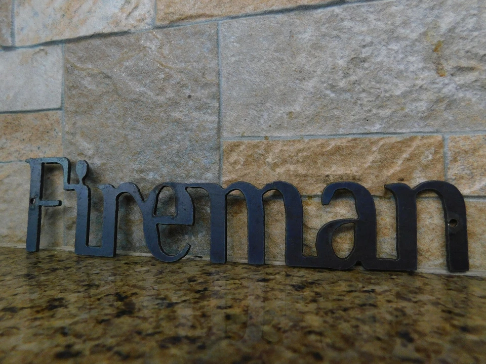 FIREMAN Metal Wall Art Word Quote Sign Decor Steel rustic Arrow Crafts Supplies - Image 4 of 4