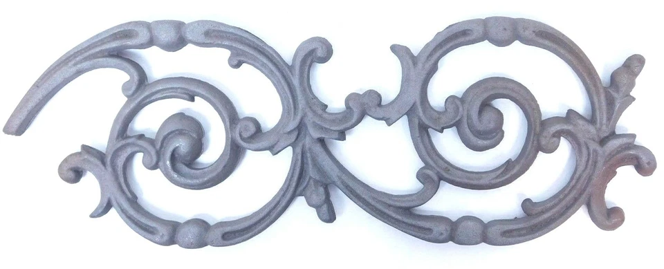 Vintage Pediment Cast Iron Scroll Curve Spiral Wall Decor Art Panel 20" x 7" SI - Image 2 of 4